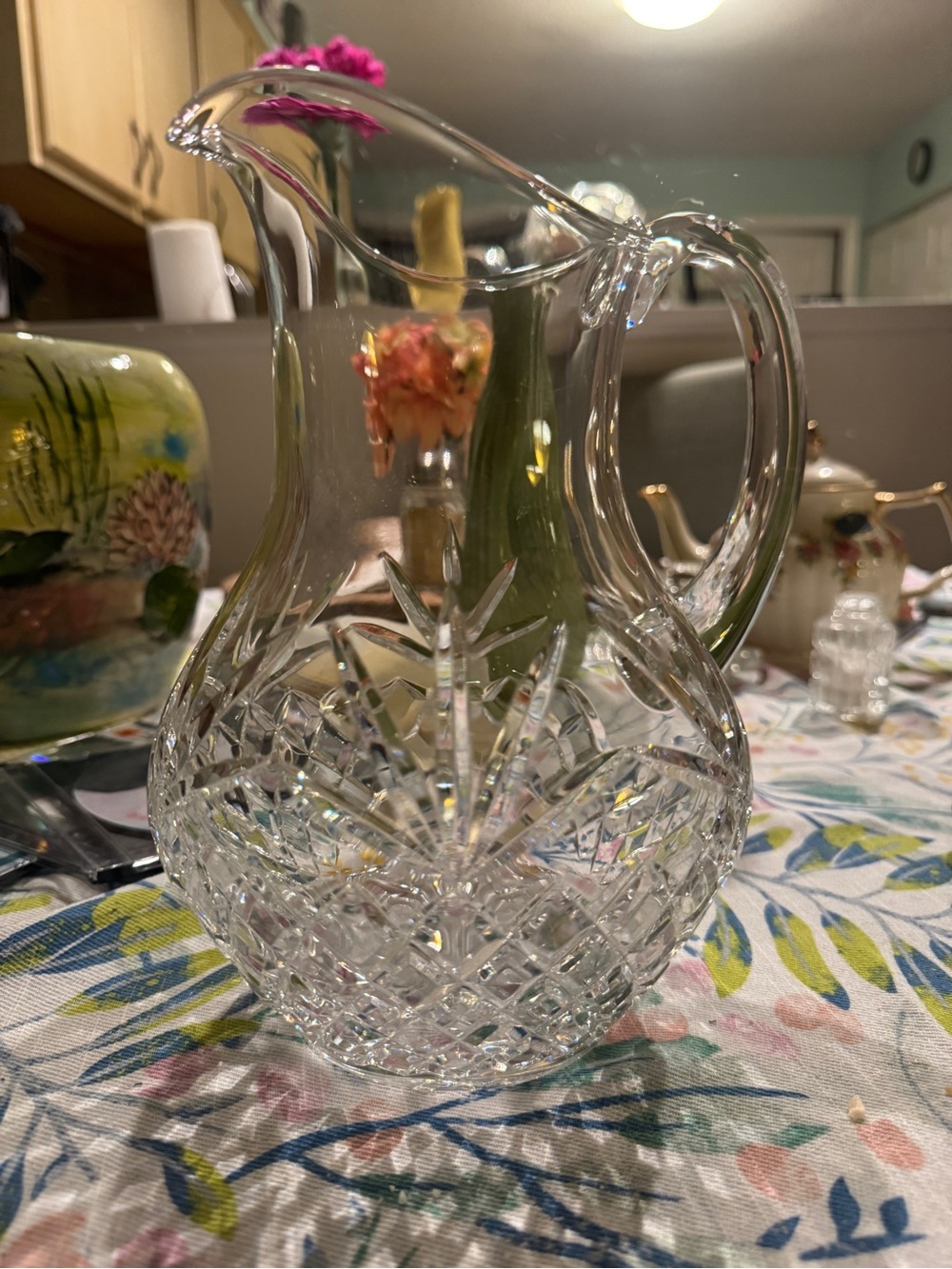 Charleston Lenox cut Crystal Pitcher - Elegant Crystal-Style Beverage Server